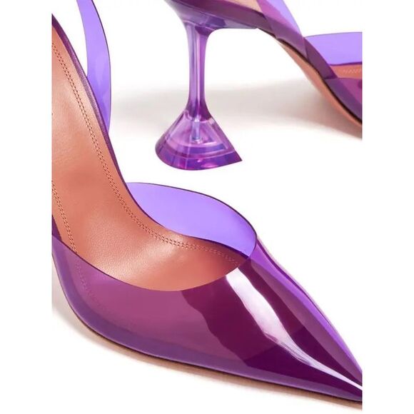 AMINA MUADDI  Holli Glass 95mm Slingback Pumps EU37.5/7.5 $760 - Picture 5 of 14